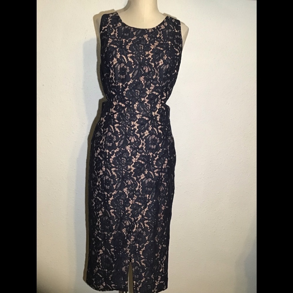 Fame and partners navy blue mesh dress size 8